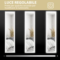 HOMCOM Specchio Illuminato con Luci LED Regolabili e Pulsante Touch, in Vetro e MDF, 40x5x160 cm, Bianco(m-5)