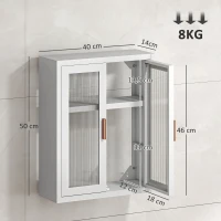 HOMCOM Armário de Casa de Banho de Parede com Portas de Acrílico Prateleira Ajustável Fecho Magnético 40x14x50 cm Branco(m-3)