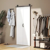 HOMCOM Porta de Correr Dobrável com Acabamento Elegante Puxador Montagem Fácil para Casa de Banho Sala de Estar Cozinha 90x210 cm Branco(m-9)