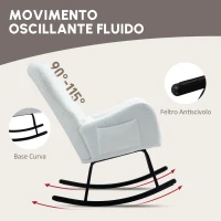 HOMCOM Sedia a Dondolo, Rivestimento in Peluche, Cuscino Lombare, Antiscivolo, fino a 120 kg, Bianco(m-4)