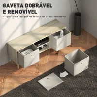 HOMCOM Móvel de TV para Televisores de até 50 Polegadas com 2 Gavetas de Tecido 2 Prateleiras Abertas 110x29x46,5 cm Madeira Clara e Bege(m-5)