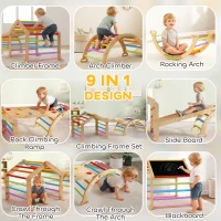 AIYAPLAY 9 in 1 Toddler Climbing Frame with Ramp, Slide, Arch, Ladder, Blackboard for 18-48 Months(m-4)