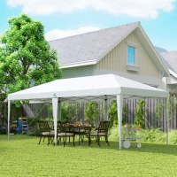 Outsunny Tenda Dobrável 6x3 Tenda de Jardim Portátil com Bolsa de Transporte Tecido Oxford para Exterior Festas Acampamento Branco(m-9)