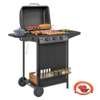 Outsunny Four Burner Gas Grill BBQ - Black(m-10)