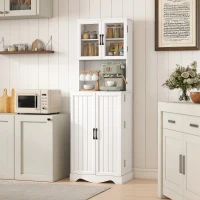 HOMCOM Mueble Despensa de Cocina con 2 Armarios y 8 Estantes, en Madera y Acrílico, 60x39.5x179.6 cm, Blanco(m-5)