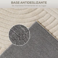 HOMCOM Alfombra Salón 160x120 cm Pelo Corto Estilo Moderno Base Antideslizante Tejida a Máquina Crema(m-5)