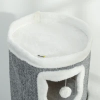 PawHut 101 cm kattentoren, 3 niveaus, 3 slaapholen, speelballen, krabpilaren, sisal, spaanplaat, Grijs(m-8)