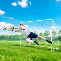 HOMCOM voetbaldoel voor wedstrijden & training, UV-bestendig, robuust, bodemverankeringen, wit(m-8)