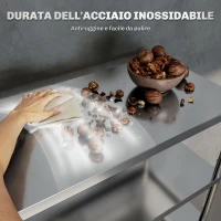 HOMCOM Scaffale da Cucina a 4 Livelli Regolabili su 10 Altezze Diverse, in Acciaio Inox, 91x40x108 cm, Argento(m-4)