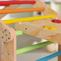 AIYAPLAY Triangolo da arrampicata per bambini con rampa reversibile, scivolo, dondolo e struttura da arrampicata, Legno naturale(m-5)