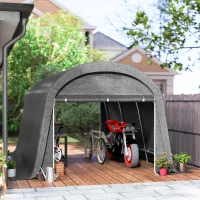 Outsunny /Gartenschuppen mit Kunststoff-Plane, Werkzeugzelt, aufstellbare Garage, 300B x 450T x 230H cm, Dunkelgrau(m-9)