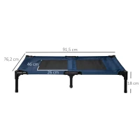 PawHut Cama Elevada para Perros Gatos Portátil Cama para Mascotas con Zona de Malla Transpirable y Tela Oxford para Interior Exterior 91,5x76,2x18 cm Azul(m-3)