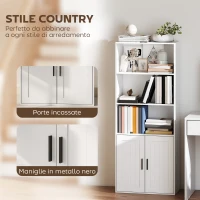 HOMCOM Libreria con Ripiani Aperti e Armadietto 2 Ante con Mensola Interna Regolabile, 60x30x145.5 cm, Bianco(m-6)