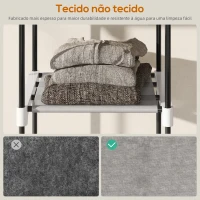 HOMCOM Armário para Roupas 182x43x185 cm Armário Aberto com 8 Prateleiras de Tecido Barras para Pendurar  182x43x185 cm Cinza(m-6)