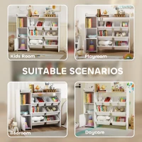 AIYAPLAY Toy Storage Unit with 8 Removable Bins, Storage Shelves, Cabinet, White(m-7)