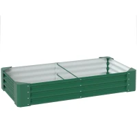 Outsunny 180 x 90cm Galvanised Steel Open Planter - Green(m-1)