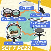 AIYAPLAY Set Batteria Giocattolo per Bambini con Sgabello, Gioco Musicale per Bambini 3-6 Anni, Nero(m-5)