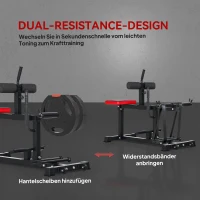 SPORTNOW Beentrainingsbank, kuithefmachine, met wielen, sportuitrusting voor fitnessoefeningen thuis, staal, zwart(m-4)