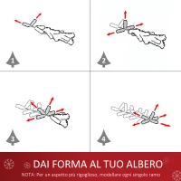 HOMCOM Set 2 Alberi di Natale Ø40x60 cm con 15 Luci a LED, 73 Rami e varie Decorazioni, Verde e Rosso(m-6)