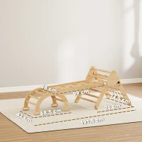 AIYAPLAY Children's 8-in-1 Climbing Triangle with Reversible Ramp, Wooden Climbing Arch with Slide & Ladder, Natural(m-3)