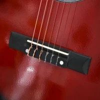 HOMCOM 36" 3/4 Beginner Acoustic Guitar Set, with Protective Case, Red(m-9)