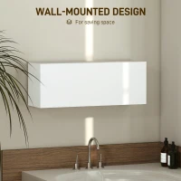 HOMCOM Badkamerkast Hangkast Wandkast met naar boven klappende deur, gasveer, legplank 80 x 25 x 30 cm Wit(m-4)