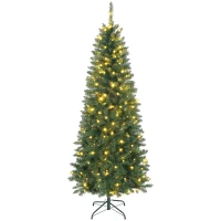 HOMCOM Albero di Natale 180 cm Illuminato con 250 Luci Bianche e Colorate, 899 Rami e 9 Modalità di Illuminazione(m-10)