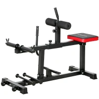 SPORTNOW Beentrainingsbank, kuithefmachine, met wielen, sportuitrusting voor fitnessoefeningen thuis, staal, zwart(m-10)