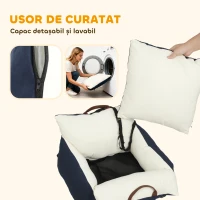 Scaun Auto PawHut pentru Câini Mici cu Lesă de Siguranță, Detașabil și Lavabil, Albastru(m-7)