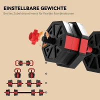 SPORTNOW 4-in-1 Hantelset Kurzhantel Set Kurzhanteln Langhanteln verstellbar 20 KG für Krafttraining Zuhause(m-5)
