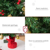 HOMCOM Set 2 Alberi di Natale Ø40x60 cm con 15 Luci a LED, 73 Rami e varie Decorazioni, Verde e Rosso(m-5)