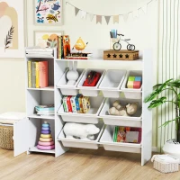 AIYAPLAY Toy Storage Unit with 8 Removable Bins, Storage Shelves, Cabinet, White(m-8)