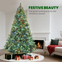 HOMCOM 7.5ft Artificial Pine LED Christmas Tree, with Remote(m-4)