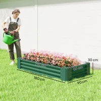 Outsunny 180 x 90cm Galvanised Steel Open Planter - Green(m-3)