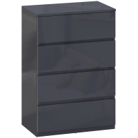 HOMCOM Kommode 4 Schubladen, hochglänzendes Aufbewahrungsmöbel, Soft-Close, 55 x 34 x 80 cm, grau