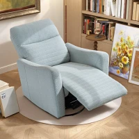 HOMCOM Relaxsessel, verstellbarer Sessel mit Fußstütze, 360° drehbar, kippbar, 82 x 90,5 x 101 cm, hellblau-grau(m-6)