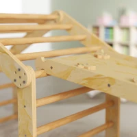 AIYAPLAY Struttura da arrampicata indoor 9-in-1, con rampa, scivolo, scala, lavagna, per bambini piccoli, Legno naturale(m-5)