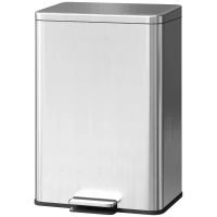 HOMCOM Prullenbak 20 L Pedaalemmer met Softclose-deksel, pedaal, uitneembare binnenemmer Zilver, 34,2 x 30,6 x 44,2 cm(m-10)