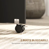 HOMCOM Tavolo Pieghevole in Legno per 4-6 Persone con Ruote, 75x140x74cm, Nero(m-6)