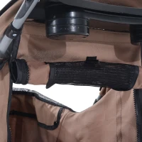 PawHut Passeggino per Cani Piccoli Pieghevole, Carrozzina per Cani con Ruote con Freni, Portabicchieri, Cestino Portaoggetti e Imbottitura Rimovibile e Lavabile, per Animali Domestici 10 kg, Caffè(m-10)