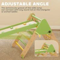 AIYAPLAY 8-in-1 Montessori Klettergerüst Indoor Holz Kletterdreieck mit Kletterbogen, doppelseitiger Rutsche, Grün(m-6)