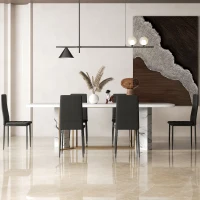 HOMCOM Conjunto de 6 Cadeiras de Sala de Jantar Estofadas em Linho com Pernas em Metal Cadeiras Modernas para Cozinha Quarto Suporta até 120 kg 41x50x97 cm Preto(m-9)