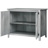 Outsunny Armoire de jardin en bois, placard de jardin en bois avec étagères et double portes, 110 x 60 x 88,5 cm, gris clair(m-1)