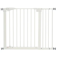 PawHut Cancelletto per Cani Taglia Piccola e Media con Doppia Serratura e Chiusura Automatica, 76-103x4.2x77 cm, Bianco(m-11)