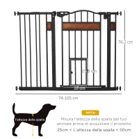 PawHut Cancelletto per Cani di Taglia Media e Piccola con Chiusura Automatica, 74-105x76.2 cm, Nero(m-3)