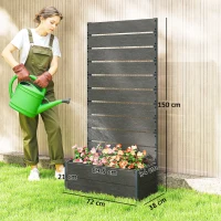 Outsunny 34 x 69.5cm Garden Planter Box, with Back Trellis, Grey(m-3)