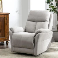 Adjustable Pull‑tab Recliner with Side Storage Pocket, Metal Frame, Padded Cushions, High‑back Armchair for the Elderly, 82L x 86W x 99H cm, Gray(m-1)