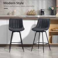 HOMCOM Set of 2 PU Leather Swivel Bar Stools - Black(m-4)