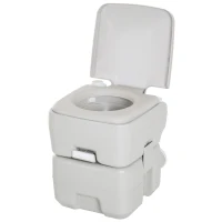 HOMCOM Inodoro Portátil Químico Baño Móvil WC 20L con Extraíble Tanque de Aguas Residuales y Tanque de Agua para Camping Viaje Ancianos Caravana Barco con Cisterna Carga 147 kg 41,5x36,5x42 cm HDPE(m-11)