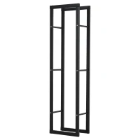 HOMCOM Soporte para Leña de Metal Estante de Leña Leñero de Exterior para Interior y Exterior Carga 100 kg 40x25x150 cm Negro(m-1)